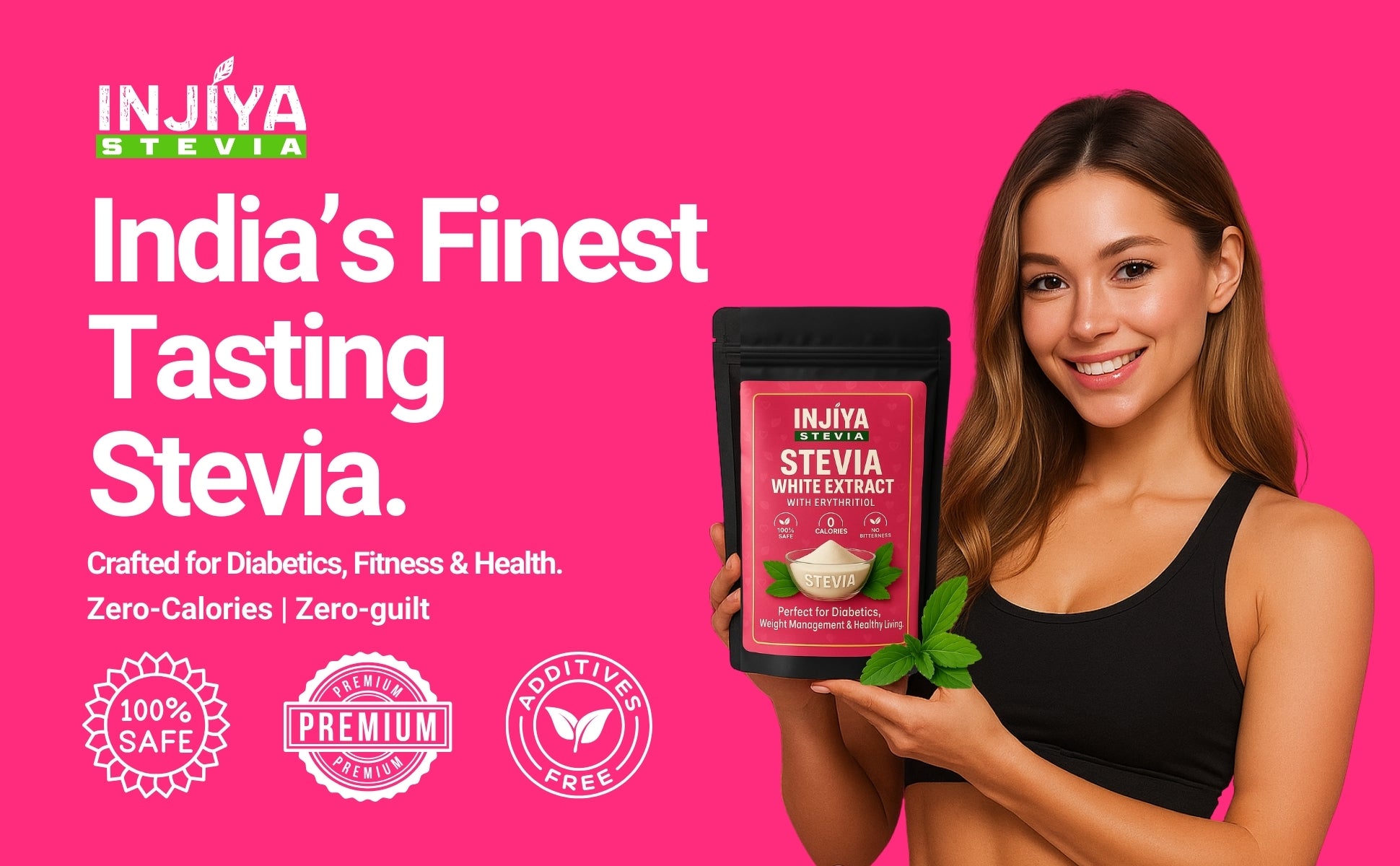 injiya stevia powder pure white extract best stevia brand in india 